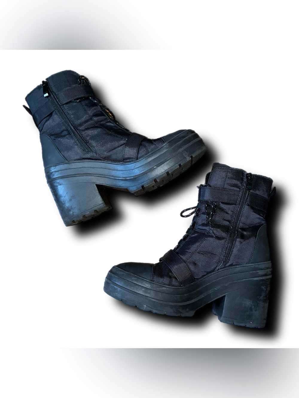 Limelight Black Combat Moto Boots with Chunky Platform Goth Alt Whimsigoth